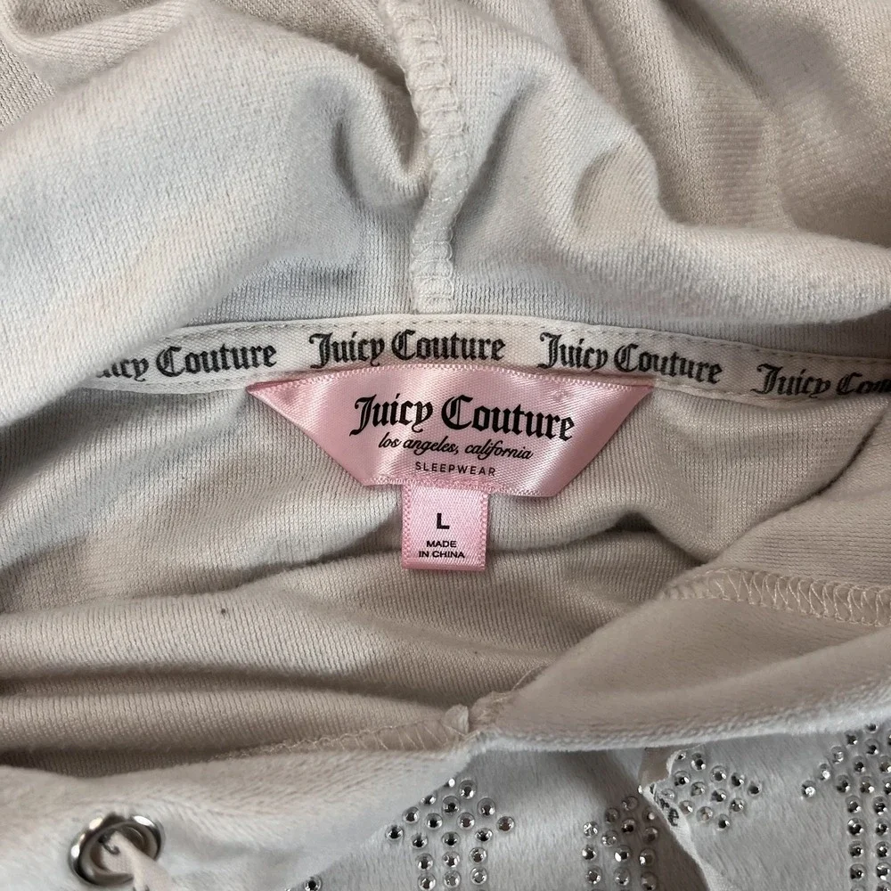 Juicy Couture Hoodie Womens‎ Large Velour Rhinestone Crop Pullover Sleepwear